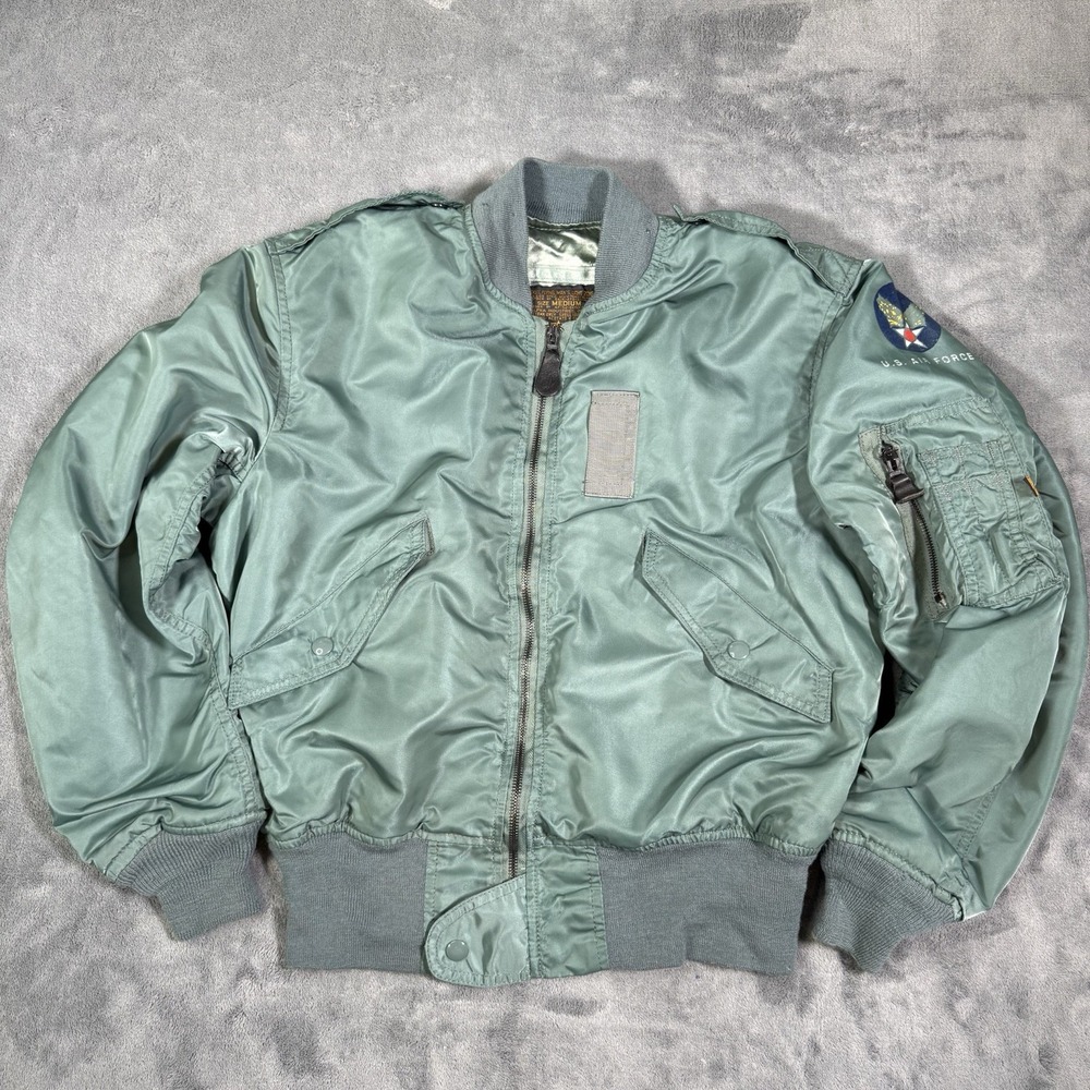 Vintage‎ Alpha Industries L-2B USAF Flight Jacket Sage Green Medium MA-1 USA